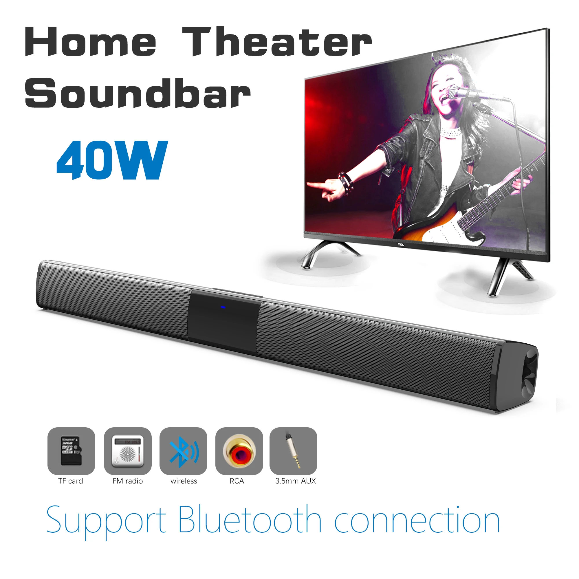 Home Cinema Speaker System - 40W High Power Soundbar for TV
