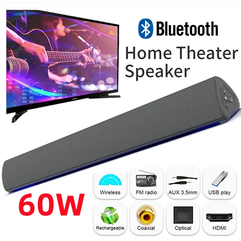 60W Wireless TV PC Soundbar Bl - Home Cinema Speaker System ulasan dan harga