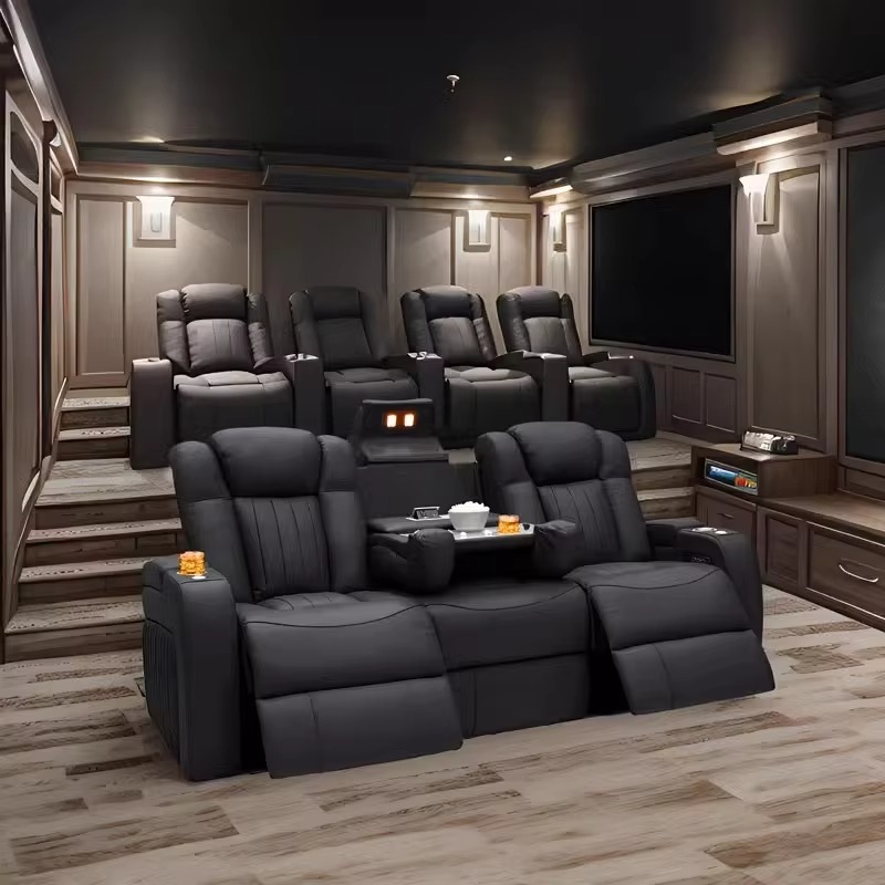 Leather Recliner Sofa Sets Pow - Home Cinema Chairs ulasan dan harga