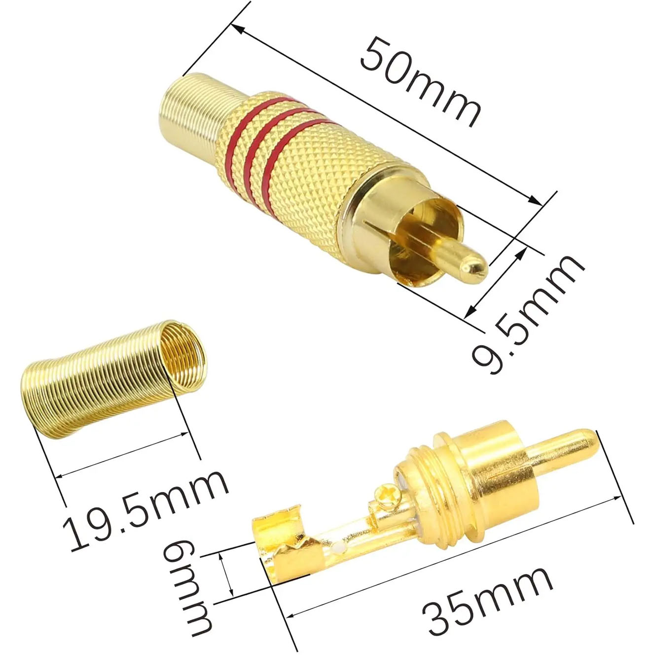 4PCS RCA Plug Gold Plated Sold - Home Cinema Installation ulasan dan harga