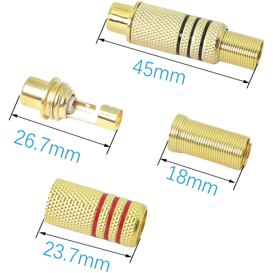 4PCS RCA Plug Gold Plated Sold - Home Cinema Installation ulasan dan harga